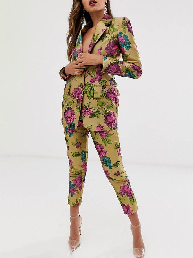 Elegante Floral Mote Slim Taper Daily Pants