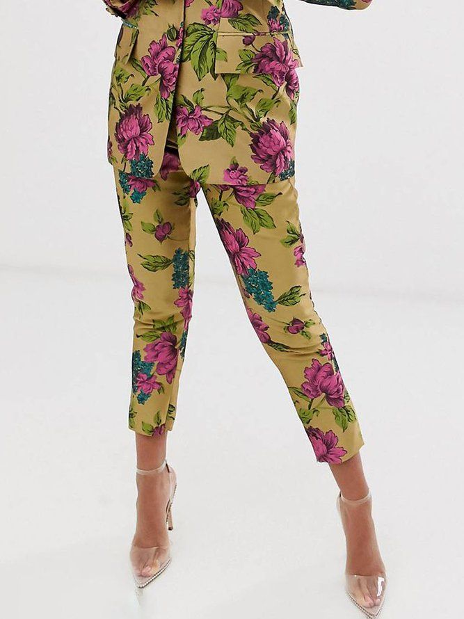 Elegante Floral Mote Slim Taper Daily Pants