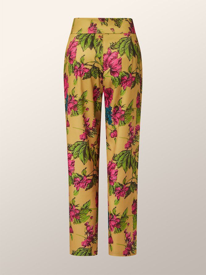 Elegante Floral Mote Slim Taper Daily Pants