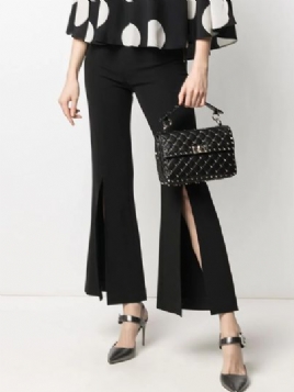 Regular Fit Flare Leg Solid Pants