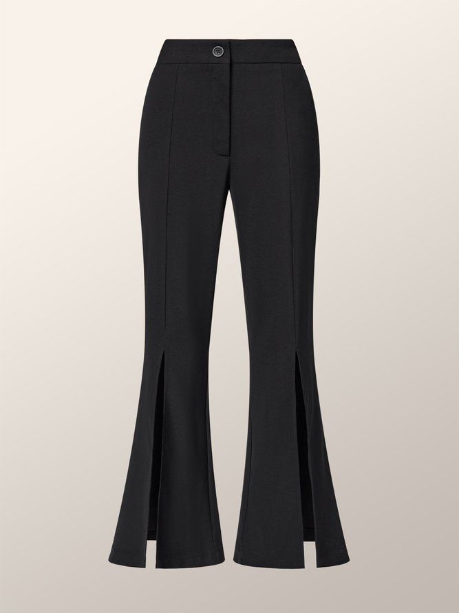 Regular Fit Flare Leg Solid Pants