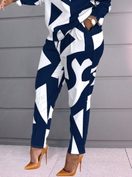 Urban Geometric Regular Fit Fashion Pants