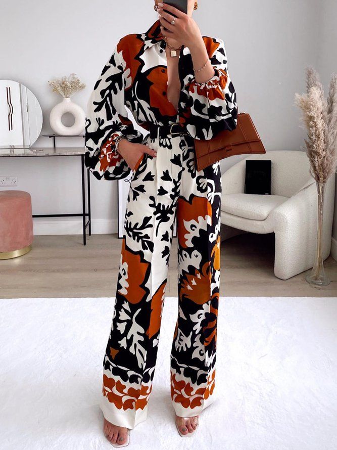 Vacation Printed Fashion Lommer Straight Leg Bukser