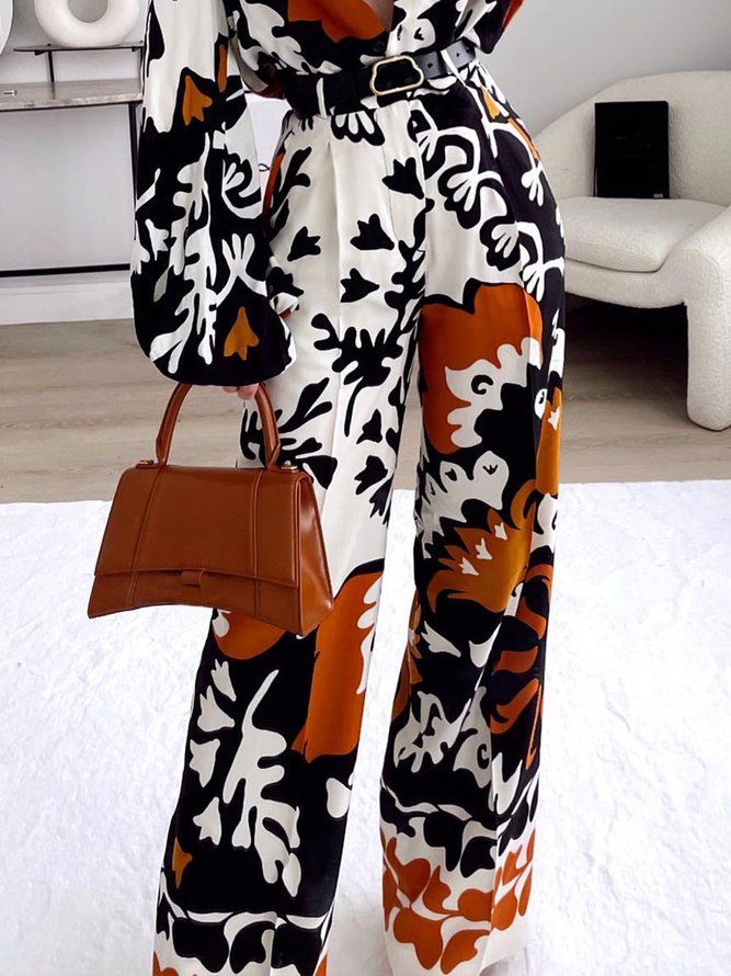 Vacation Printed Fashion Lommer Straight Leg Bukser