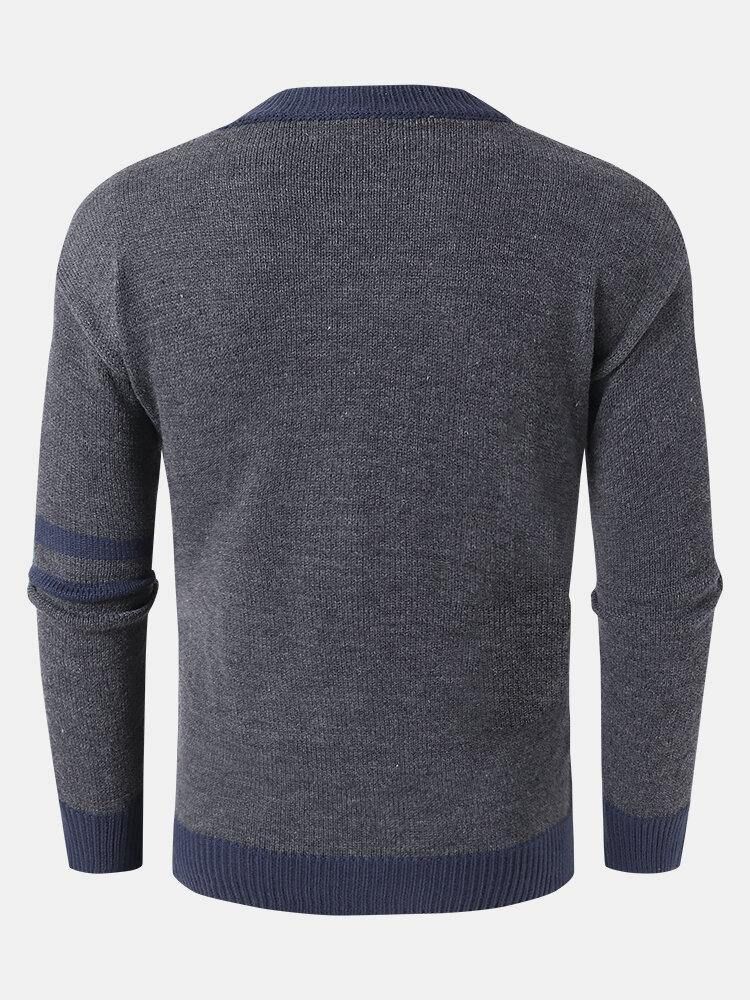 Menns Tegneserie Bjørn Mønster Crew Neck Strikket Pullover Gensere