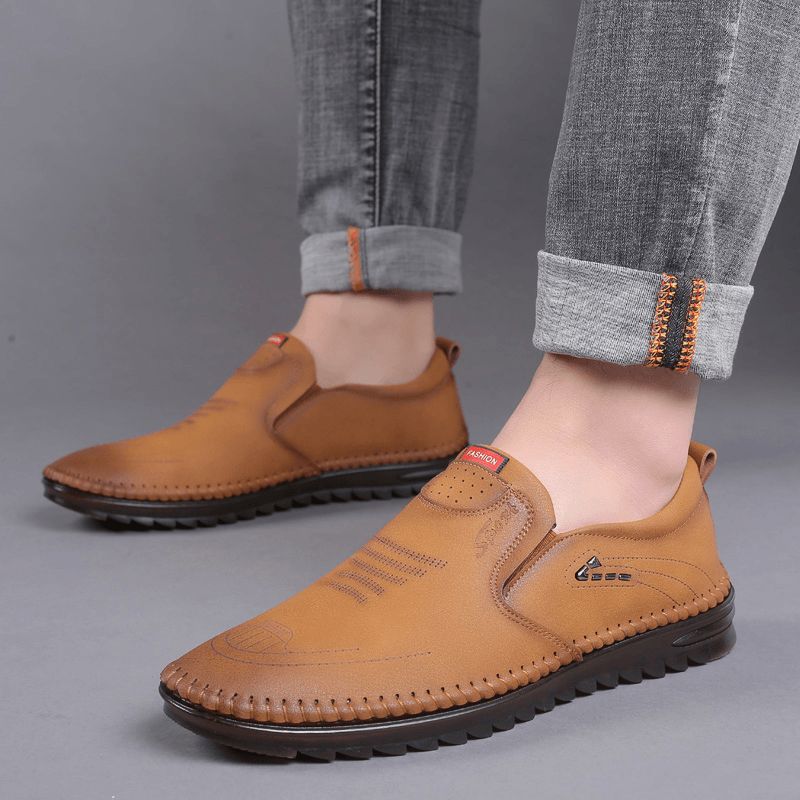 Menn Mikrofiber Skinn Sklisikker Myk Såle Casual Business Loafers