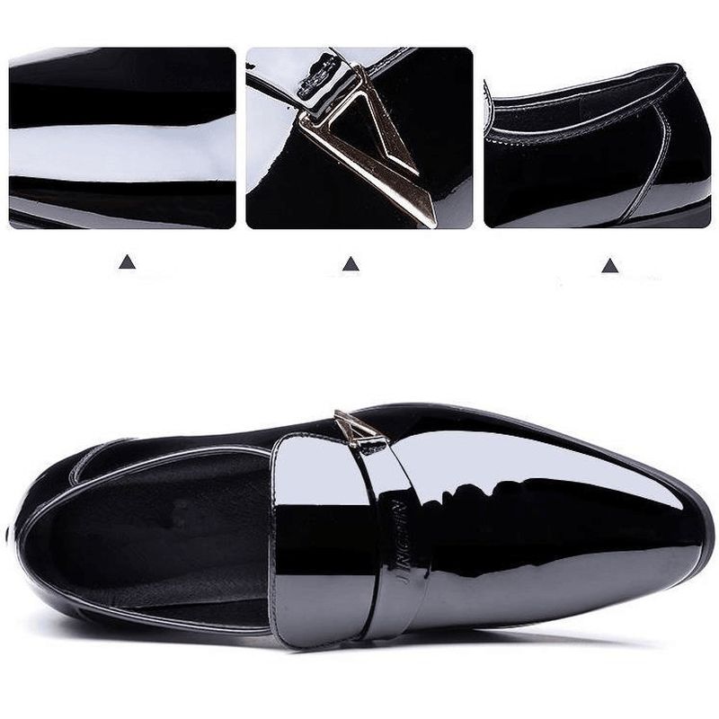 Menn Patent Leather Metal Decoration Comfy Bussiness Formelle Sko