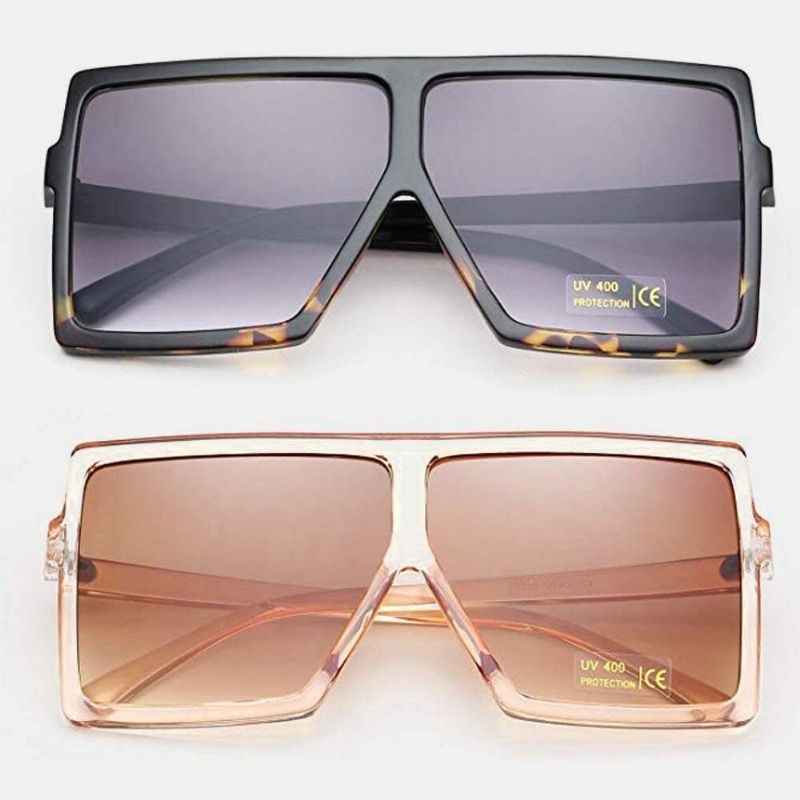 Kvinner Vintage Oversize Square Frame Multi-Color Fashion Uv-Beskyttelse Solbriller