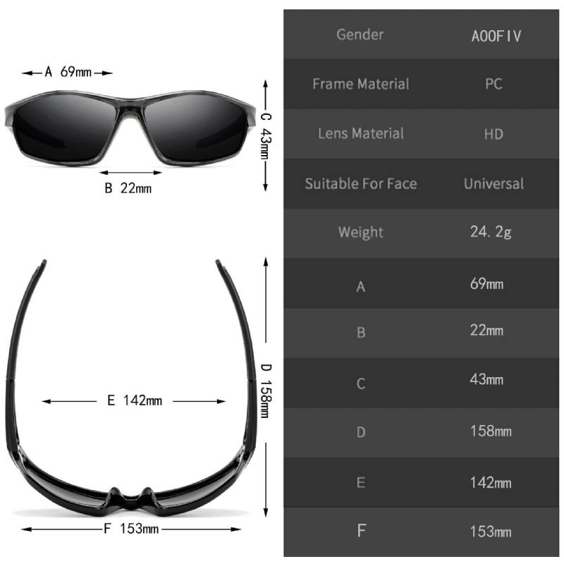 Menn Full Frame Polarisert Uv-Beskyttelse Utendørssport Nattsyn Solbriller