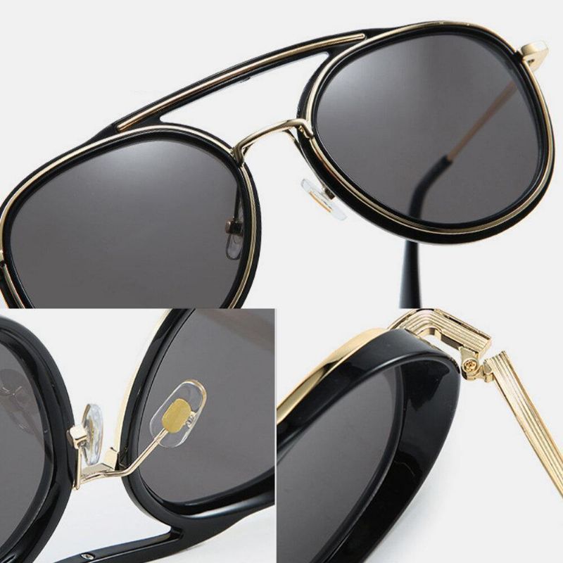 Menn Oval Full Thick Frame Uv-Beskyttelse Mote Vintage Solbriller