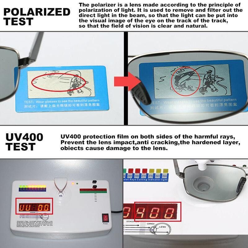 Smarte Fotokromatiske Polariserte Solbriller For Menn Rektangulært Metall Med Full Innfatning Anti-Uv Anti-Refleks Kjørebriller Solbriller