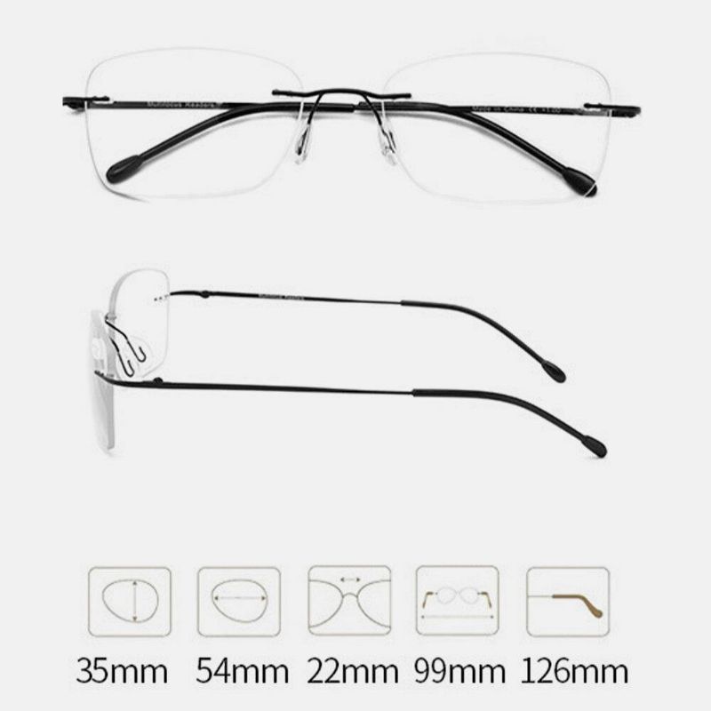 Unisex Dobbeltbruk Rammeløs Multi-Fokus Anti-Blått Lys Intelligent Automatisk Zoom Lesebriller Presbyopiske Briller