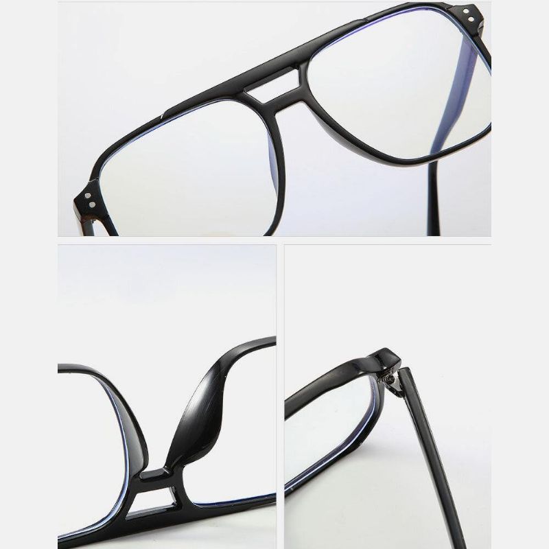 Unisex Double Bridge Large Full Frame Anti-Blue Light Retro Glass