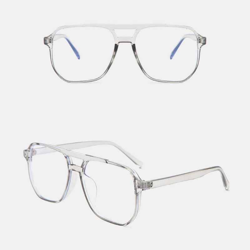 Unisex Double Bridge Large Full Frame Anti-Blue Light Retro Glass