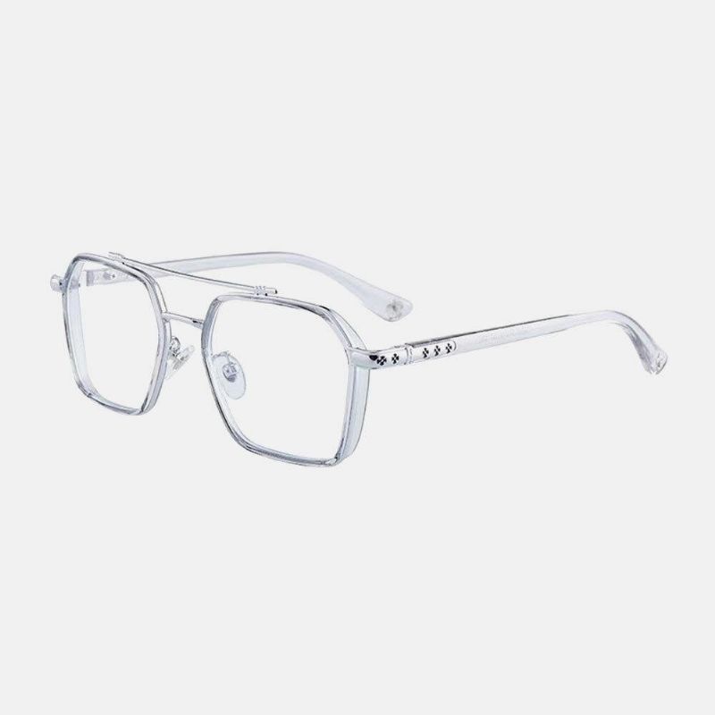 Unisex Large Full Frame Double Bridge Anti-Blue Light Anti-Uv Vintage Solbriller