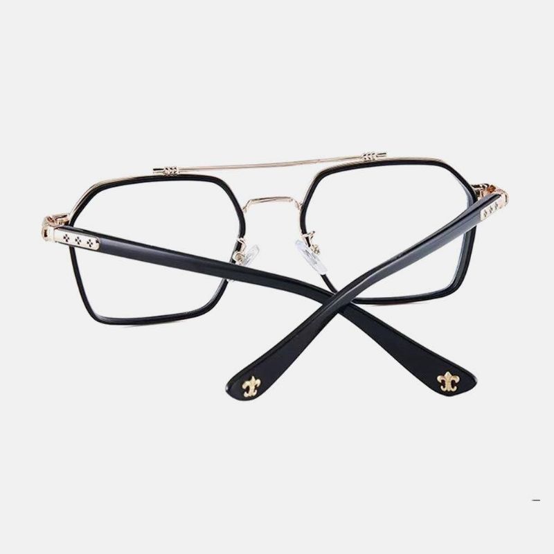 Unisex Large Full Frame Double Bridge Anti-Blue Light Anti-Uv Vintage Solbriller