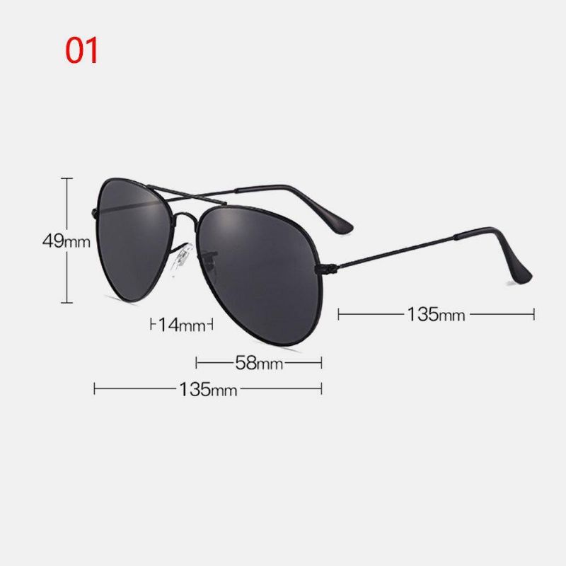 Unisex Legering Full Frame Double Bridge Toad Glass Polarized Uv 400 All-Match Retro Solbriller