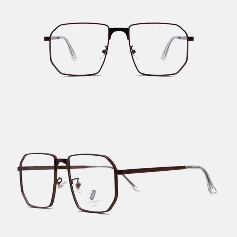 Unisex Polygonal Metal Full Frame Myopia Brilleinnfatning Anti-Blue Light Fashion Flat Briller