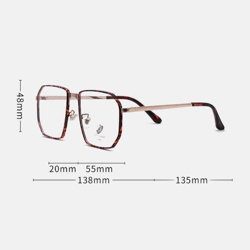 Unisex Polygonal Metal Full Frame Myopia Brilleinnfatning Anti-Blue Light Fashion Flat Briller