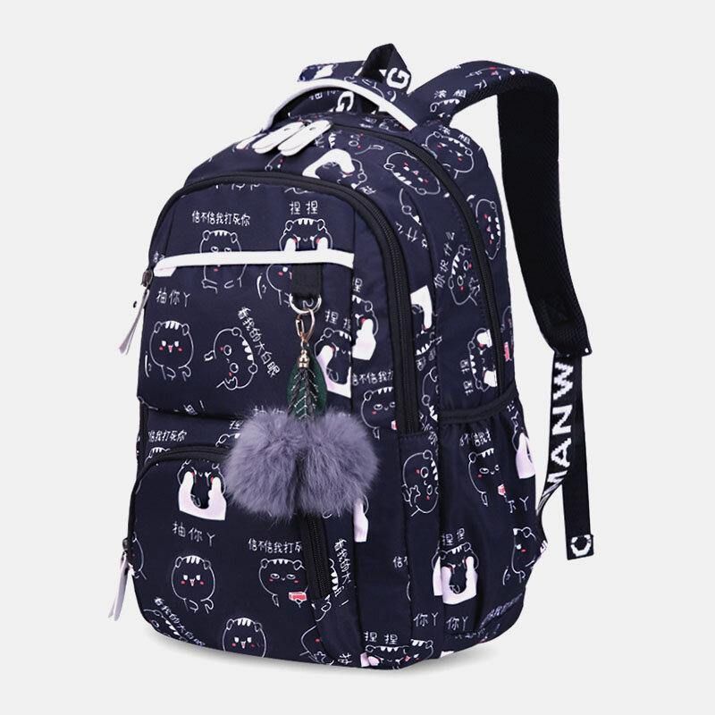 Dame Fluffy Ball Print Anti-Tyveri Multifunksjon Laptop Bag Ryggsekk