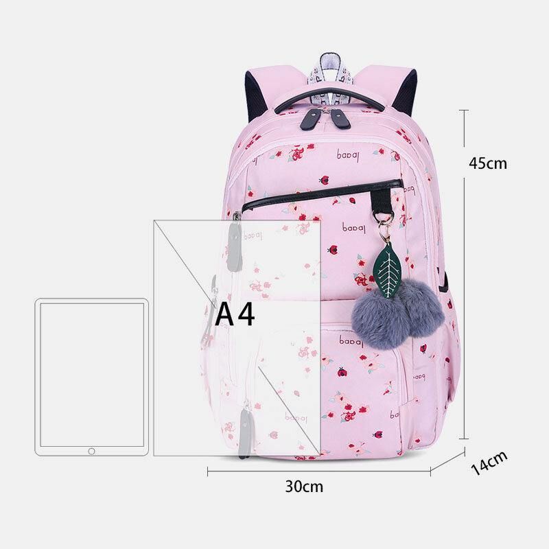 Dame Fluffy Ball Print Anti-Tyveri Multifunksjon Laptop Bag Ryggsekk