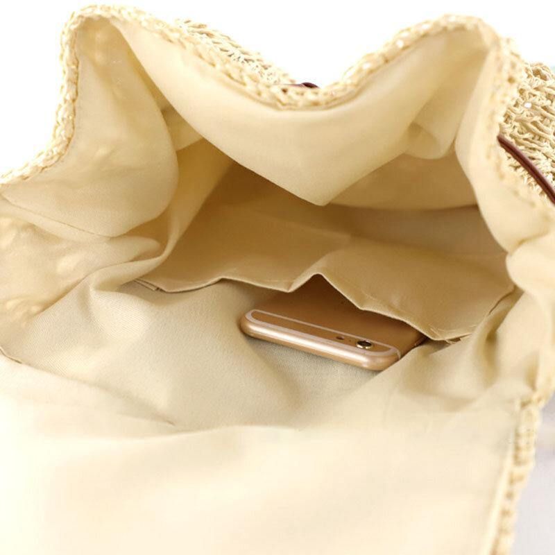 Dame Mori Series String Straw Bag Dual-Use Woven Bag Retro Beach Bag Ryggsekk