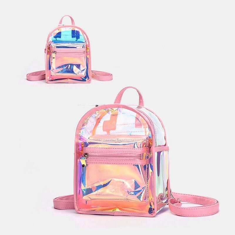 Kvinner 2 Stk Transparent Jelly Multi-Bære Mini Ryggsekk Crossbody Bag Håndveske