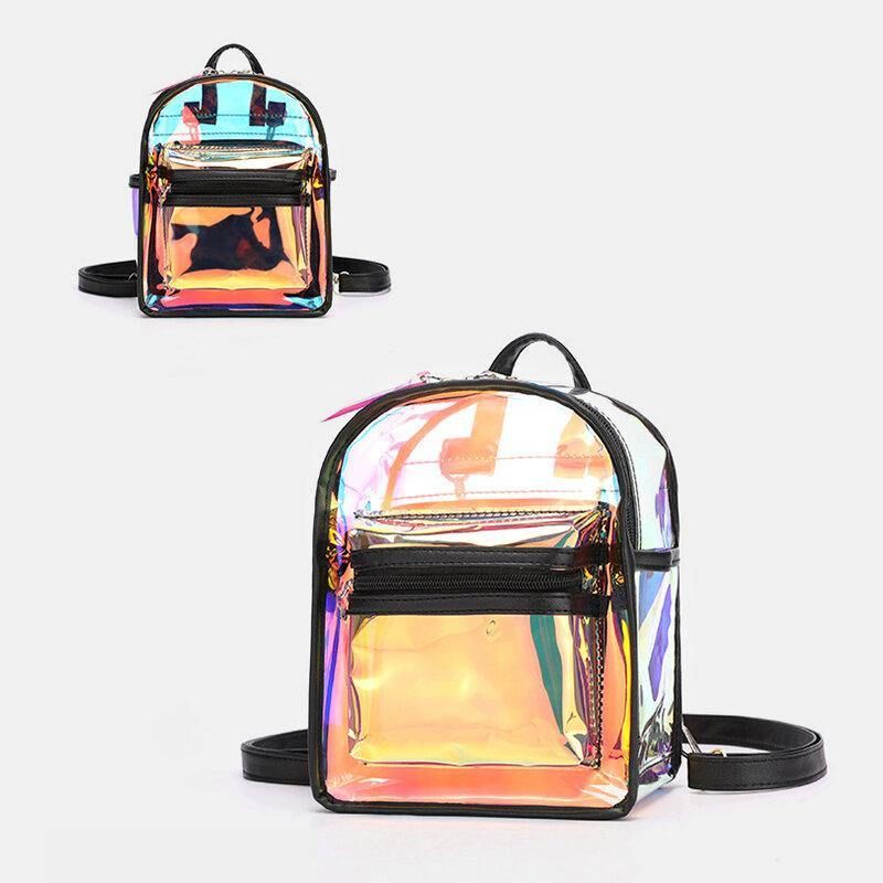 Kvinner 2 Stk Transparent Jelly Multi-Bære Mini Ryggsekk Crossbody Bag Håndveske