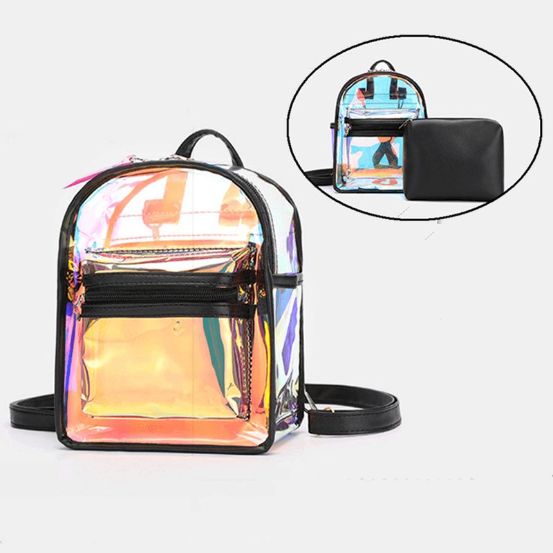 Kvinner 2 Stk Transparent Jelly Multi-Bære Mini Ryggsekk Crossbody Bag Håndveske