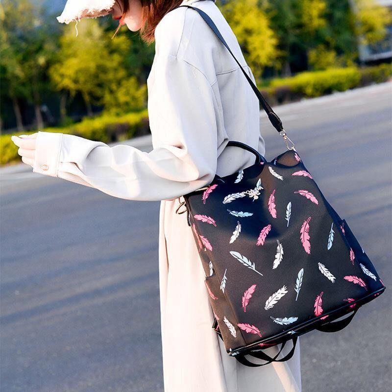 Kvinner Oxford Feather Light Anti-Tyveri Vanntett Outdoor Multi-Carry Travel Handbag Skulderveske Ryggsekk