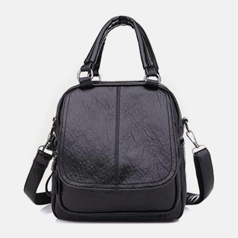 Kvinner Pu-Skinn Multi-Carry Vintage Vanntett Crossbody Bag Skulderveske Ryggsekk