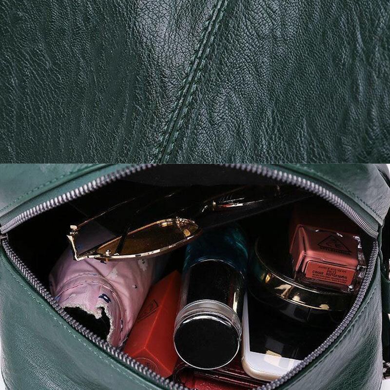 Kvinner Pu-Skinn Multi-Carry Vintage Vanntett Crossbody Bag Skulderveske Ryggsekk