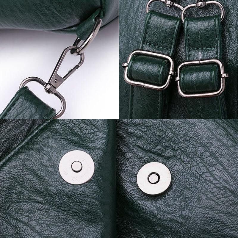 Kvinner Pu-Skinn Multi-Carry Vintage Vanntett Crossbody Bag Skulderveske Ryggsekk