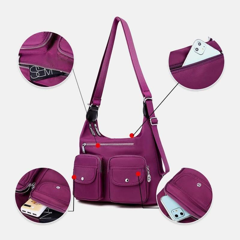 Kvinner Vanntett Multi-Carry Multi-Lomme Solid Crossbody Bag Ryggsekk