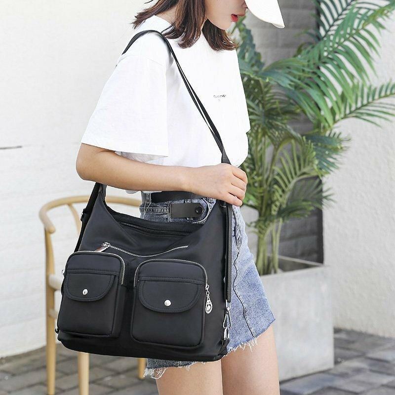 Kvinner Vanntett Multi-Carry Multi-Lomme Solid Crossbody Bag Ryggsekk