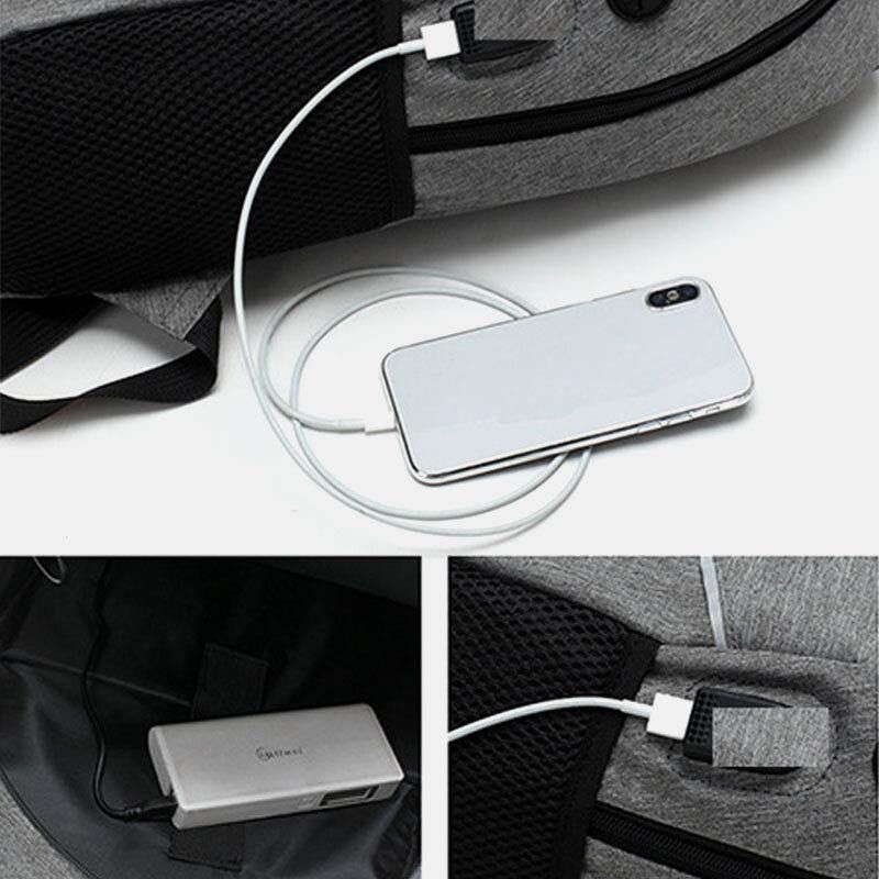 Menn 3 Stk Nylon Usb-Lading Slitasjemotstand Mote Uformell Laptop-Veske Ryggsekk Crossbody-Veske Clutchveske