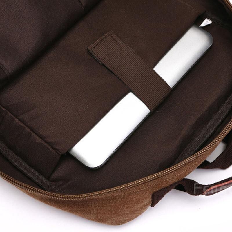Menn Canvas Stor Kapasitet Multi-Pocket Anti-Theft Casual Travel Bag Dataveske Ryggsekker