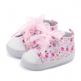 Girl'S Ribbon Floral Pattern First Walkers