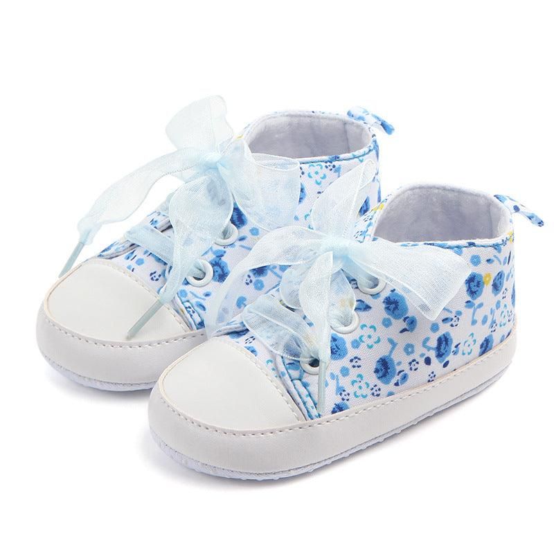 Girl'S Ribbon Floral Pattern First Walkers