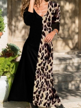 Elegant Leopardkjole Med V-Hals