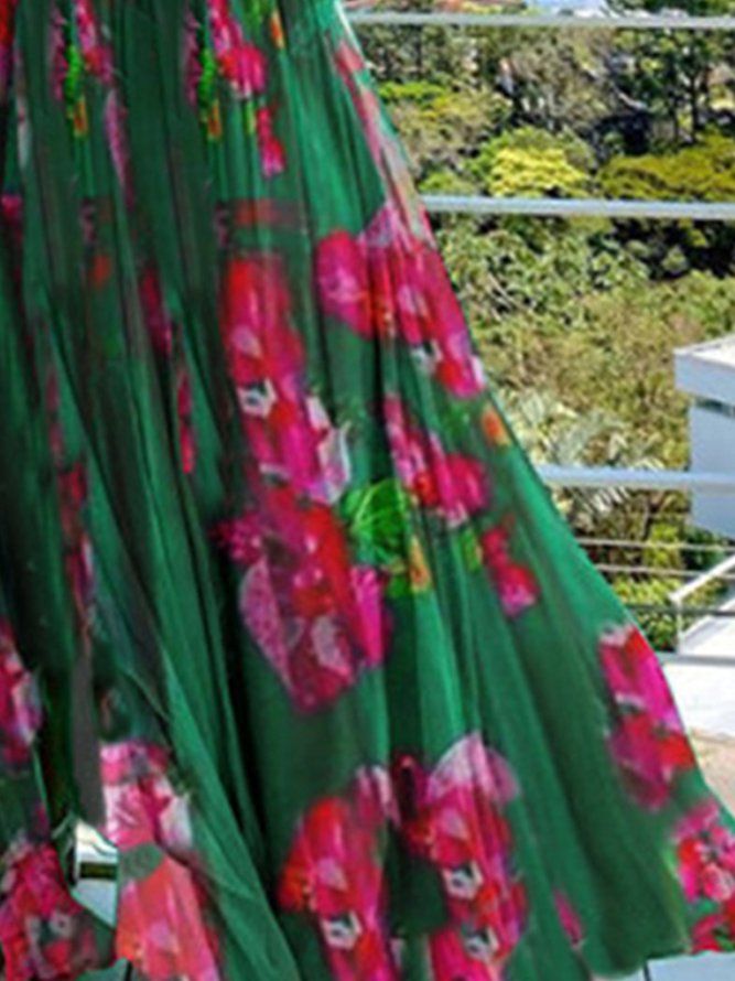 Ferie Langermet Floral V-Hals Regular Fit Maxi Dress