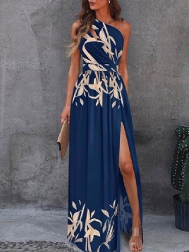 Vacation Off The Shoulder Slim Fit Printed Dress