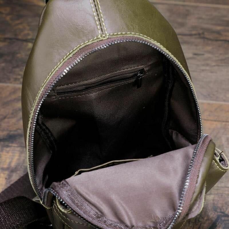 Menn Ekte Skinn Anti-Tyveri Retro Casual Business Crossbody Bag Bryst Bag Sling Bag