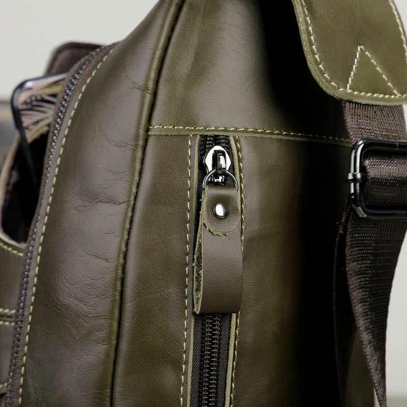 Menn Ekte Skinn Anti-Tyveri Retro Casual Business Crossbody Bag Bryst Bag Sling Bag