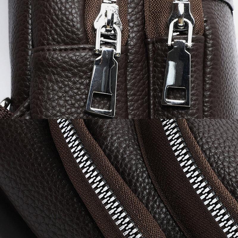 Menn Faux Leather Casual Outdoor Fashion Stor Kapasitet Crossbody Bag Brystveske