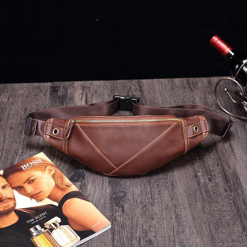 Menn Faux Leather Fashion Retro Multi-Bære Messenger Bag Bryst Bag Midje Bag Sling Bag