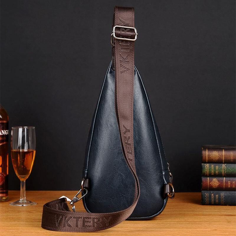 Menn Faux Leather Retro Business Travel Chest Bag Crossbody Bag