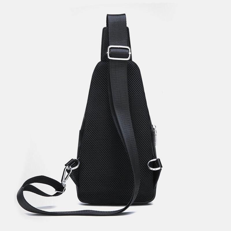 Menn Kuskinn Ekte Skinn Dobbel Glidelås Med Flere Lommer Pustende Retro Brystvesker Crossbody-Veske Skulder