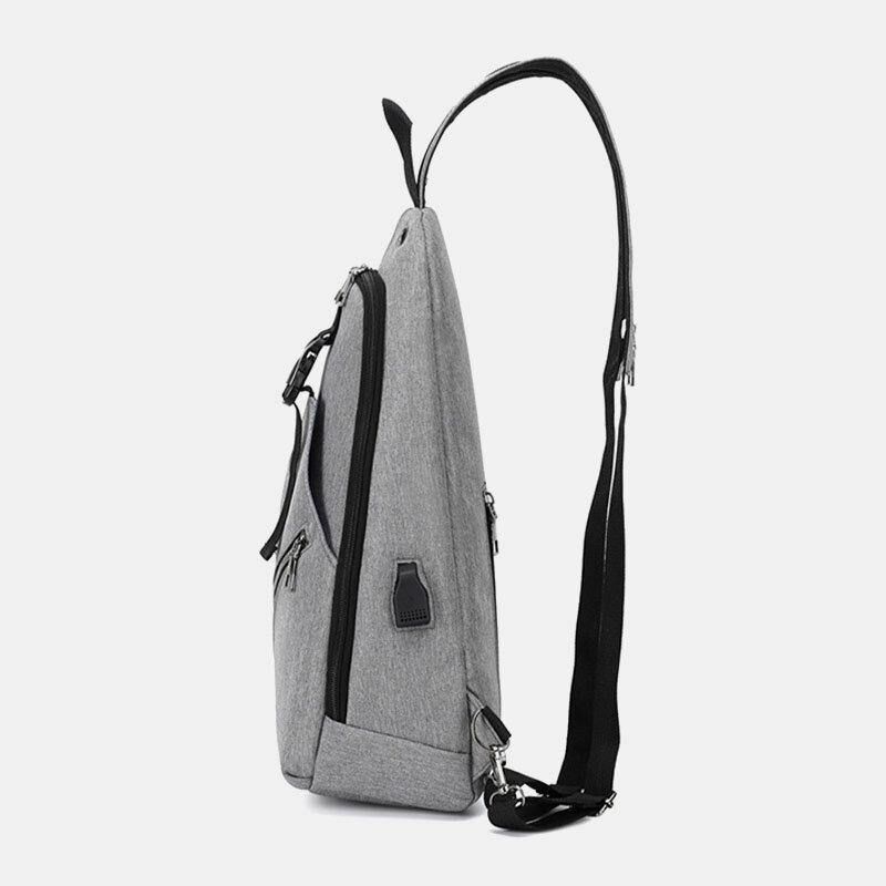 Menn Multifunksjon Vanntett Usb Ladbar Hodetelefon Hull Brystvesker Ryggsekk Skulderveske Crossbody-Vesker