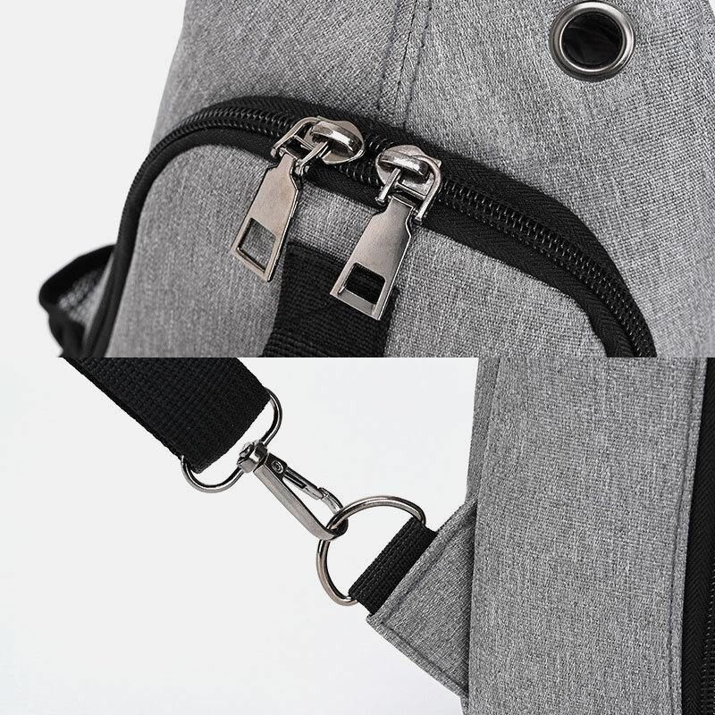 Menn Multifunksjon Vanntett Usb Ladbar Hodetelefon Hull Brystvesker Ryggsekk Skulderveske Crossbody-Vesker